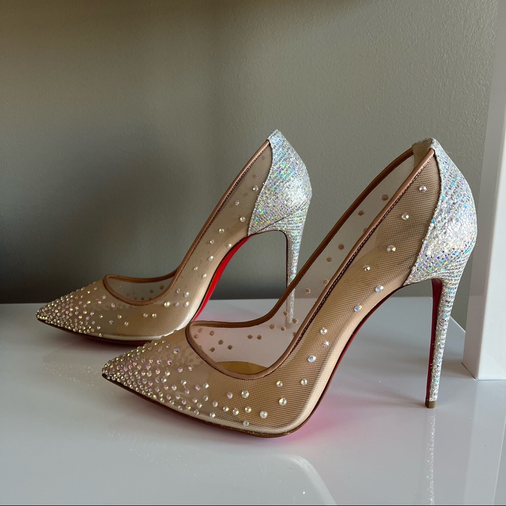 Christian Louboutin Follies Strass Pointed Toe Pump NWOT nerver worn Bridal Glam - Picture 5 of 13